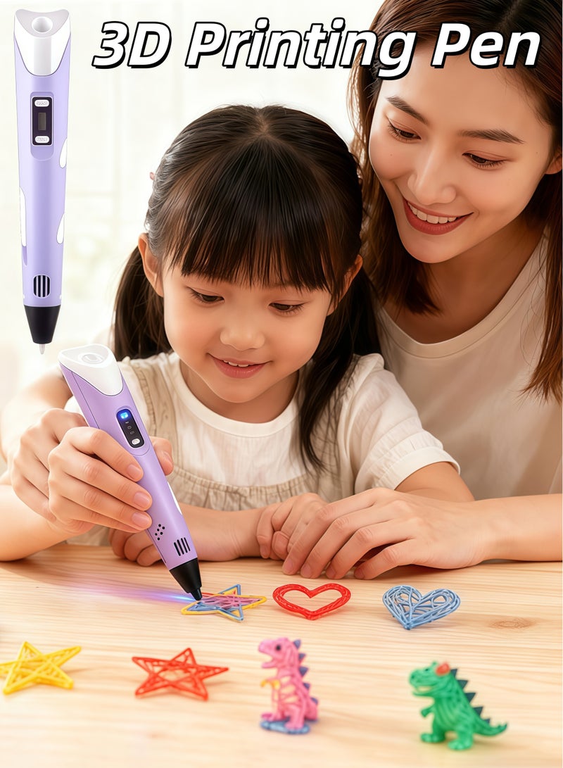XiuWoo 3D Printing Pen for Kids, 3D Pen with Display, Painting Graffiti, Kids DIY Gift, Doodle Arts Craft Drawing, Compatible with PLA and ABS Filament, Adjustable Temperature and Speed, for Graffiti, Drawing, Model Making(Perple) - Image 1