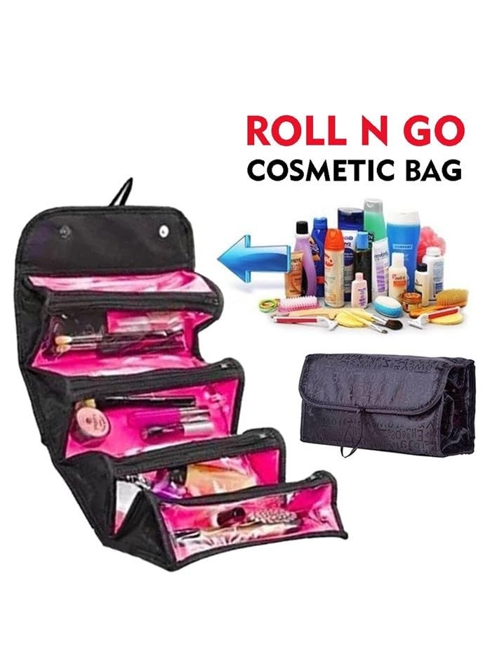 Roll N Go Roll N Go Cosmetic Pouch Organizer Makeup and Travel Buddy Toiletry Bag Gifts for Girls and Women Black  - Image 3