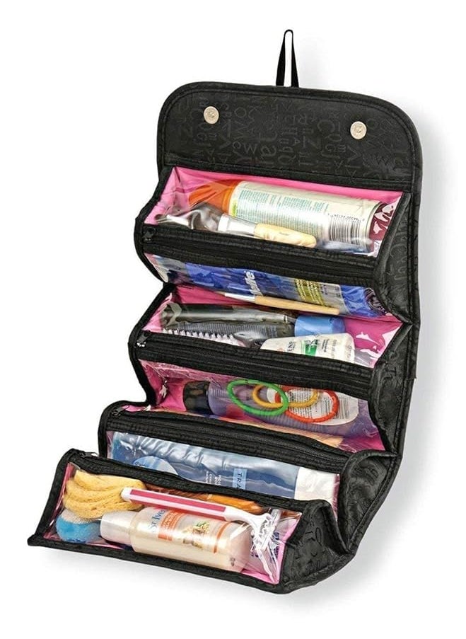 Roll N Go Roll N Go Cosmetic Pouch Organizer Makeup and Travel Buddy Toiletry Bag Gifts for Girls and Women Black  - Image 4