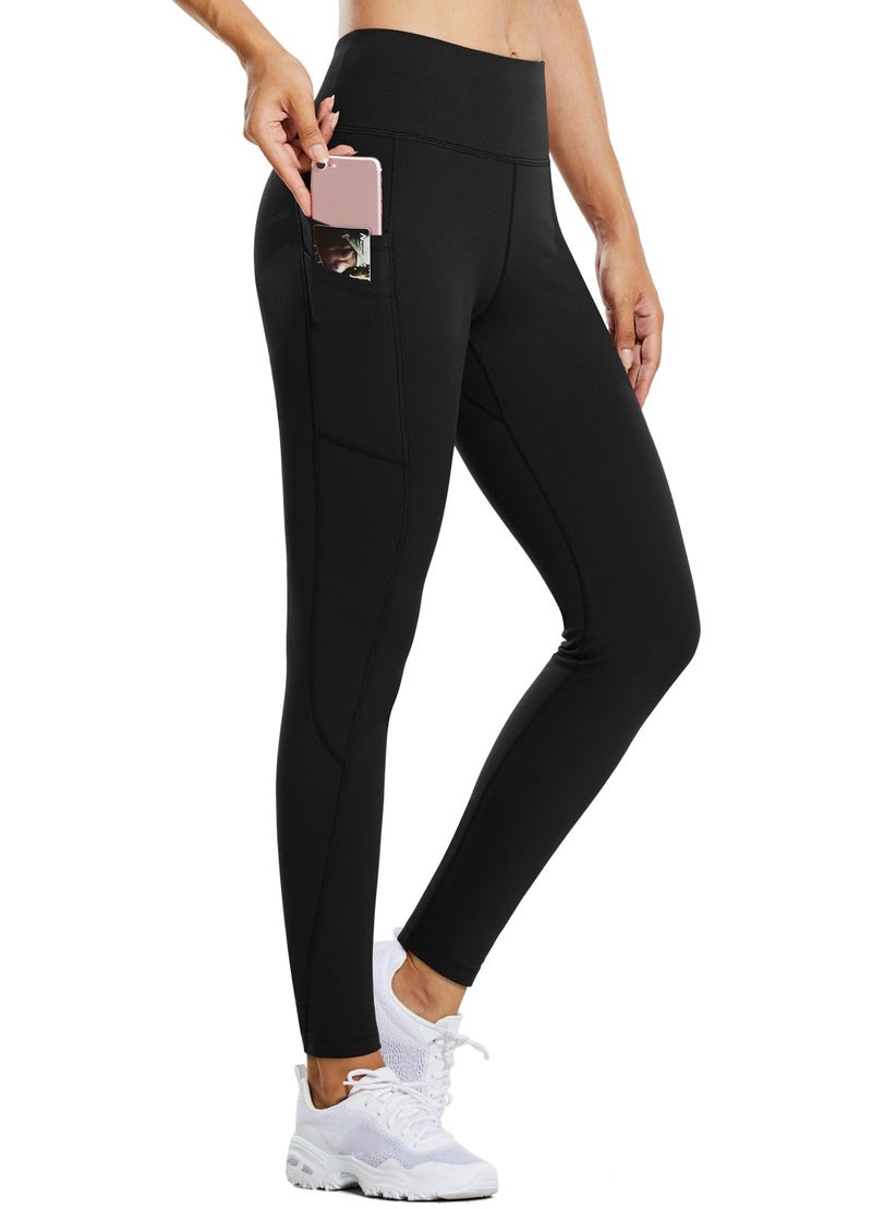 baleaf Fleece Lined Leggings Women Winter Thermal Leggings for Women Waterproof Hiking Pants Warm Tights Skiing Running Yoga Travel Gear Black M - Image 1