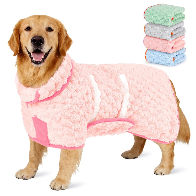 Glittme Dog Bathrobe for Drying Dogs, Super Absorbent Fleece Dog Towel Robe, Adjustable Dry Coat for Large Medium Small Dogs, Warm Pet Drying Vest for After Bath, Swimming, Muddy Walks & Car Travel - Image 1