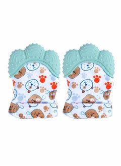 Excefore Baby Teething Mitten Glove Self Soothing Teether Pain Relief Toy for Food Grade BPA Free Age 3 to 12 Months 2 Pieces Green  - Image 1