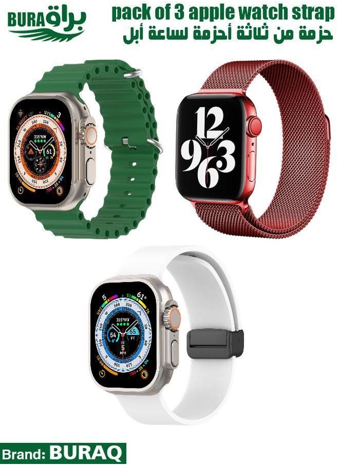 BURAQ - Apple Watch Band Strap For Apple Watch Ultra 2/Ultra 49mm, Series 10 46mm, 9/8/7 45mm, SE2/SE/6/5/4 44mm, 3/2/1 42mm - Image 1