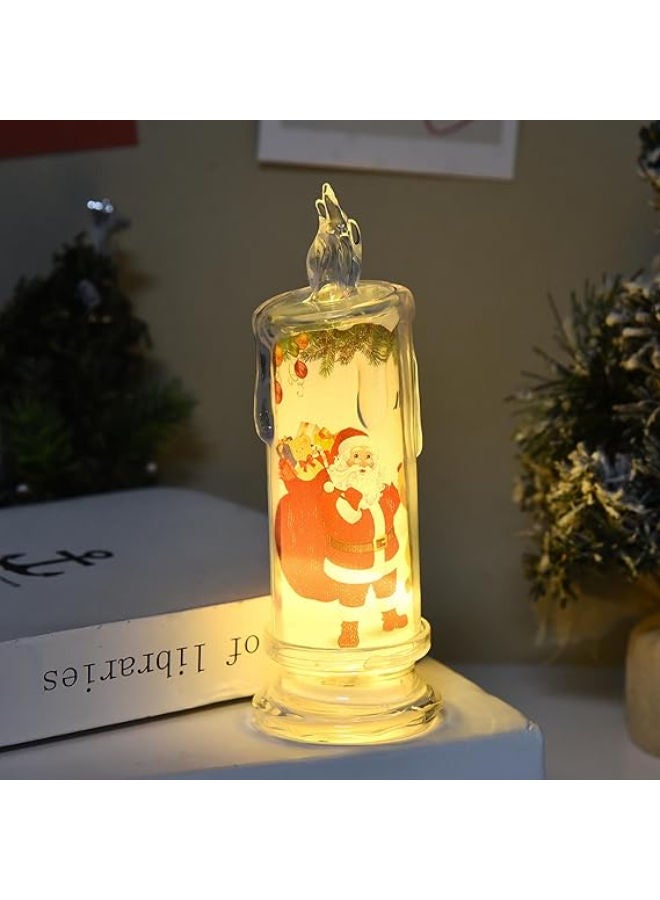 Christmas Flameless Candle with Santa Snowman, Battery Operated - Image 2