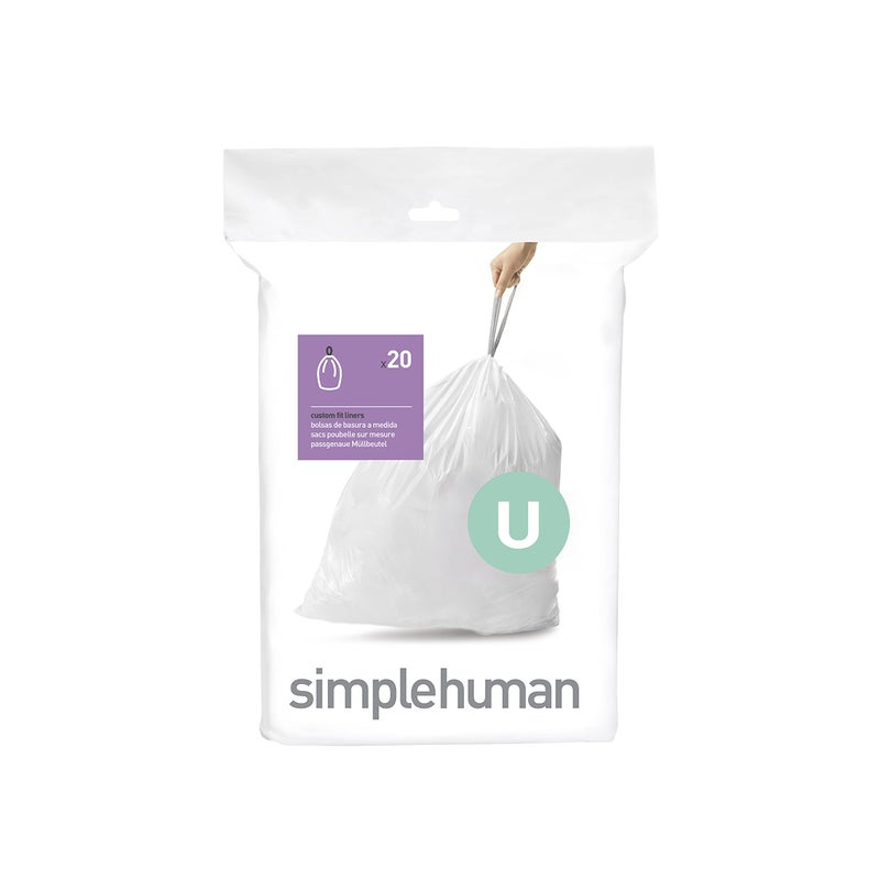 simplehuman Code U Custom Fit Drawstring Trash Bags in Dispenser Packs, 20 Count, 55 Liter / 14.5 Gallon, White - Image 5
