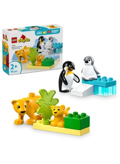 LEGO DUPLO Wild Animal Families: Penguins & Lions Educational Montessori Toy for 2 Plus Year Old Girls & Boys, Construction Set Sparks Creative Play and Helps Develop Fine Motor Skills 10442 (10 pieces)  - Image 1