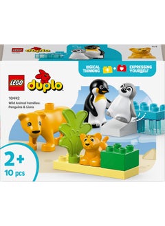 LEGO DUPLO Wild Animal Families: Penguins & Lions Educational Montessori Toy for 2 Plus Year Old Girls & Boys, Construction Set Sparks Creative Play and Helps Develop Fine Motor Skills 10442 (10 pieces)  - Image 2
