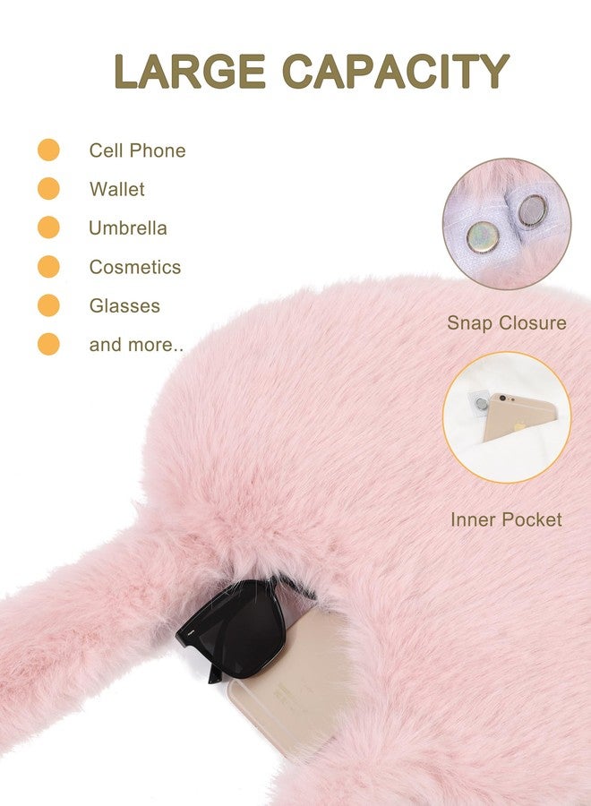 LA CARRIE Women's Faux Fur Heart Shaped Shoulder Bags Crossbody Bag Fluffy Handbags Furry Y2k Tote Purses(Pink) - Image 5