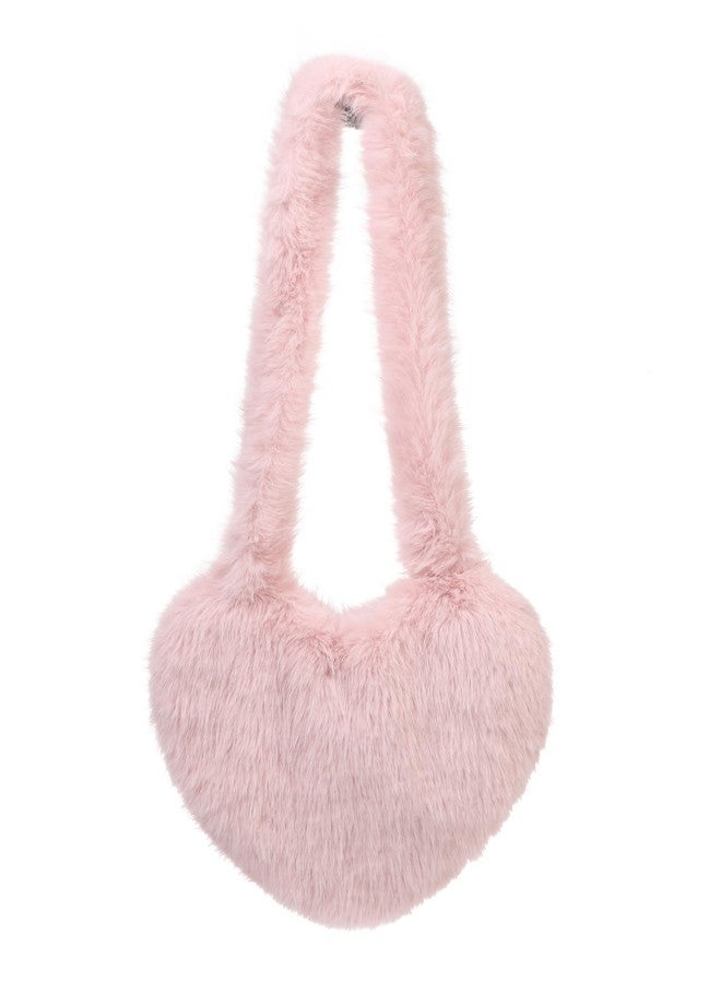 LA CARRIE Women's Faux Fur Heart Shaped Shoulder Bags Crossbody Bag Fluffy Handbags Furry Y2k Tote Purses(Pink) - Image 1