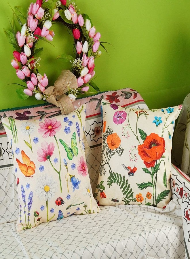 ONWAY Spring Summer Outdoor Waterproof Pillow Covers Set of 4 Floral Farmhouse Throw Pillows Decorative Cushion Cases for Outdoor Couch Sofa Patio Furniture Home Decoration (Beige, 18x18 Inch) - Image 5