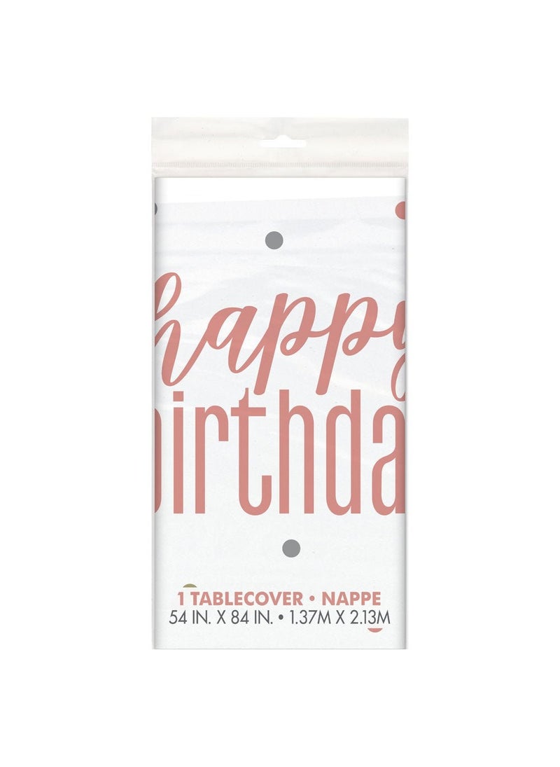 Unique Happy Birthday Plastic Tablecloth White 137x213cm - Image 2