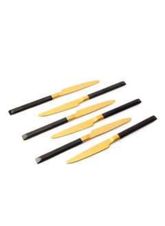 Life Smile 12pcs Cutlery Set, 18/10 Stainless Steel, Flatware Set, Dinner Knife, Shiny Gold Head & Black Handle, for Home Kitchen, Mirror Polished  - Image 2