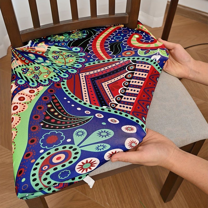 6 Piece Beige Chair Cushion Covers Washable Elastic Bench Cover For Cafe Hotel Restaurant - Image 5