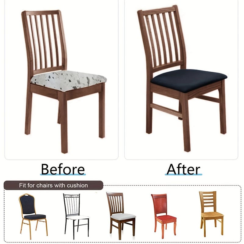 6 Piece Beige Chair Cushion Covers Washable Elastic Bench Cover For Cafe Hotel Restaurant - Image 2