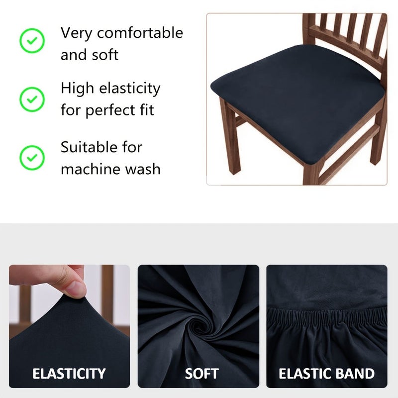 6 Piece Beige Chair Cushion Covers Washable Elastic Bench Cover For Cafe Hotel Restaurant - Image 4