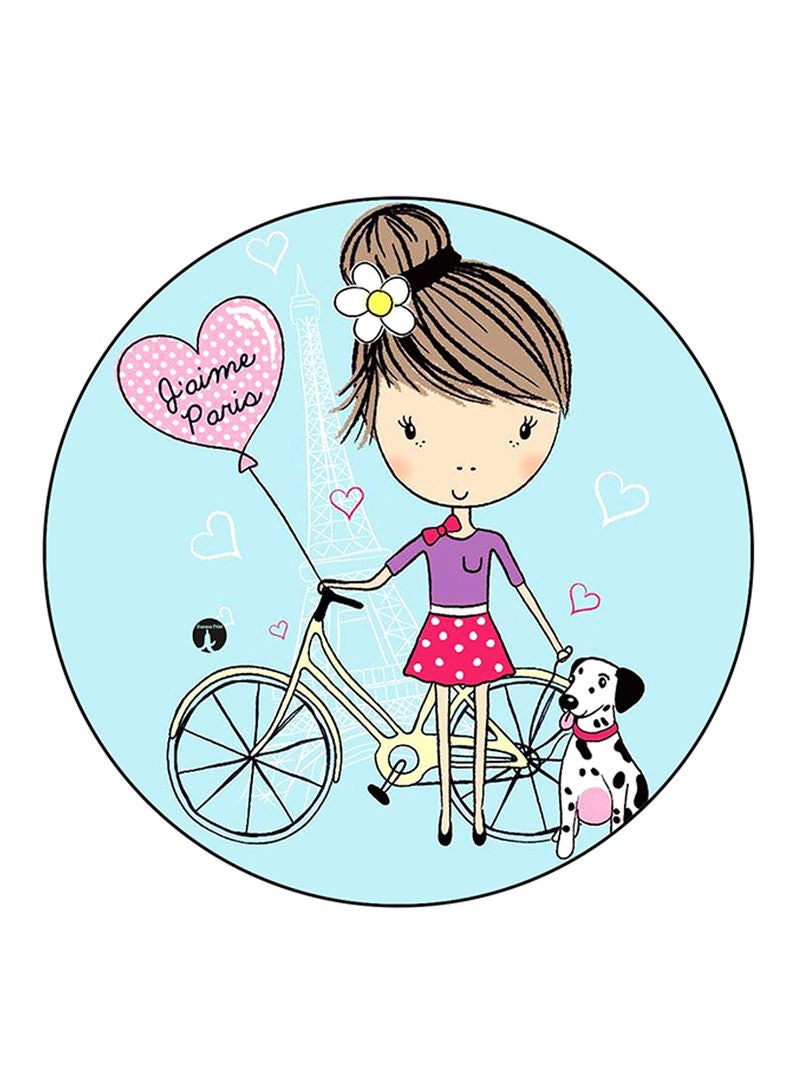 RKN Girl Printed Fridge Magnet Round  Multicolour - Image 1