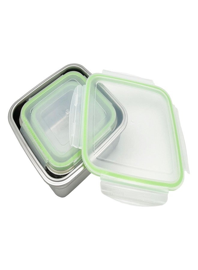 HTIAM Stainless Steel Food Containers, 3-Piece Set with Lids, Reusable for Breakfast, Lunch, Dinner, Snacks Bento Box Square Lunch Box 400/750/1200ml - Image 4