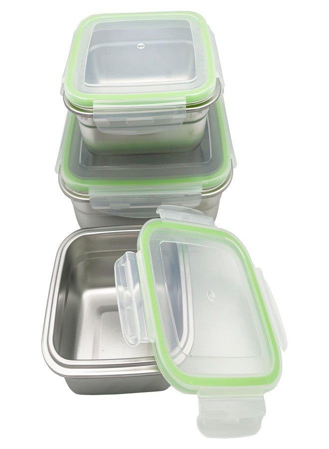 HTIAM Stainless Steel Food Containers, 3-Piece Set with Lids, Reusable for Breakfast, Lunch, Dinner, Snacks Bento Box Square Lunch Box 400/750/1200ml - Image 3