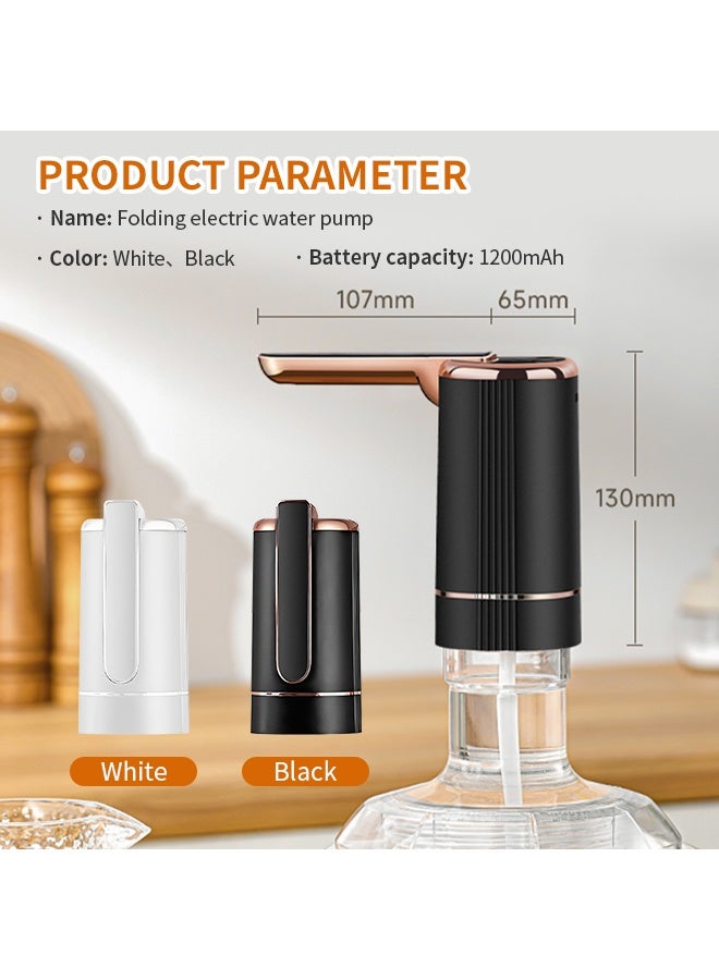 Electric Water Pump White, Foldable Water Dispenser Pump with Water Pump Hose, 3-Speed Settings, Type-C Charging, Splash-Proof Base, Safe Silicone Hose for Clean Drinking - Image 2