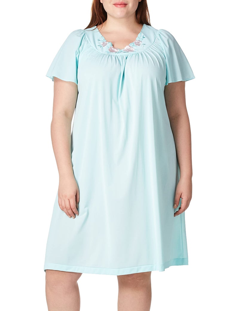Shadowline Women's Petals 40 Inch Short Flutter Sleeve Waltz Gown, Sea Foam, Small - Image 3