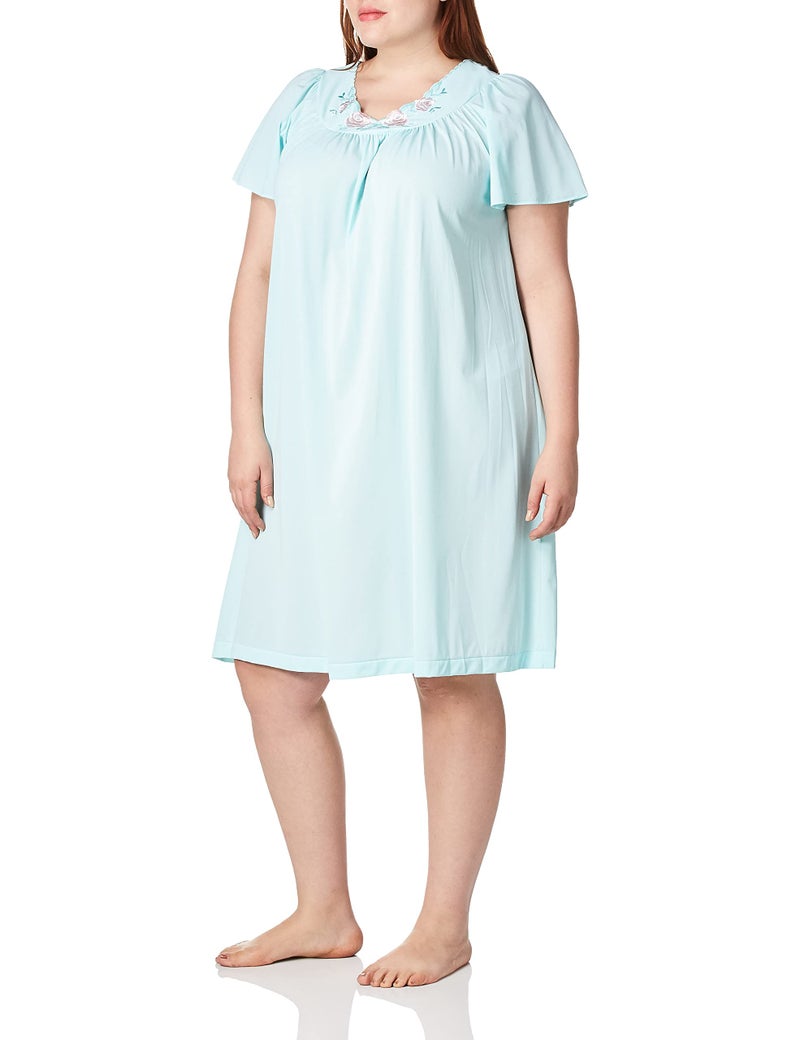 Shadowline Women's Petals 40 Inch Short Flutter Sleeve Waltz Gown, Sea Foam, Small - Image 1