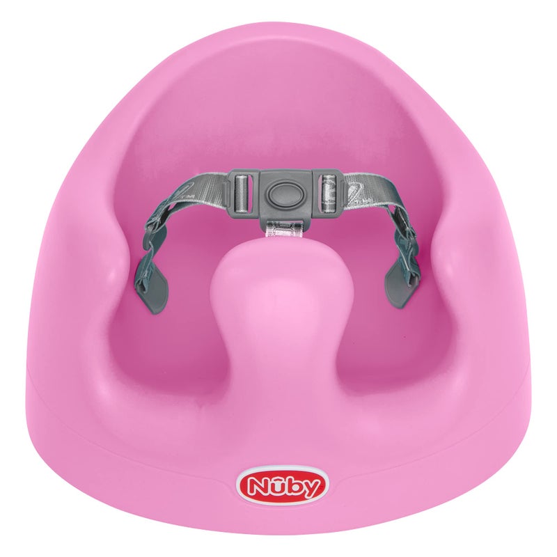 Nuby My Floor Seat - Portable Baby Chair with Soft Foam Cushion, Safety Harness, and High Back Design - 4+ Months - Pink - Image 1