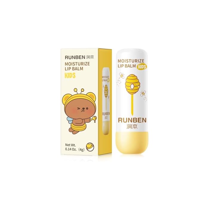 RUNBEN Kids Lip Balm Moisturizing Baby Lip Balm Gentle & Safe Lip Care for Toddler Chapped Lips, Birthday Christmas Gift for Family (0.14 oz)