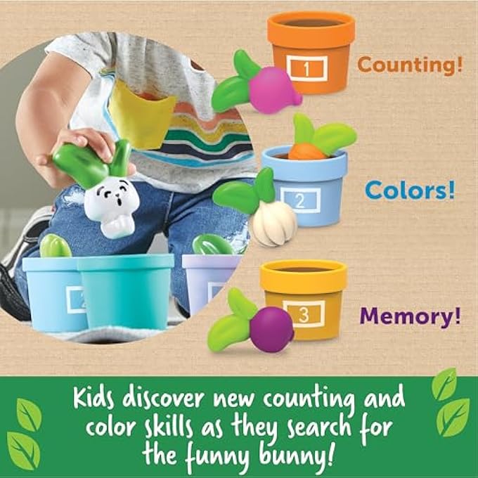 HIDE & SEEK VEGETABLE GARDEN,10 PIECES, AGES 18 MONTHS+, PRESCHOOL LEARNING ACTIVITIES, TODDLER LEARNING TOYS 2-4, MONTESSORI TOYS, SUSTAINABLE TOYS - Image 2