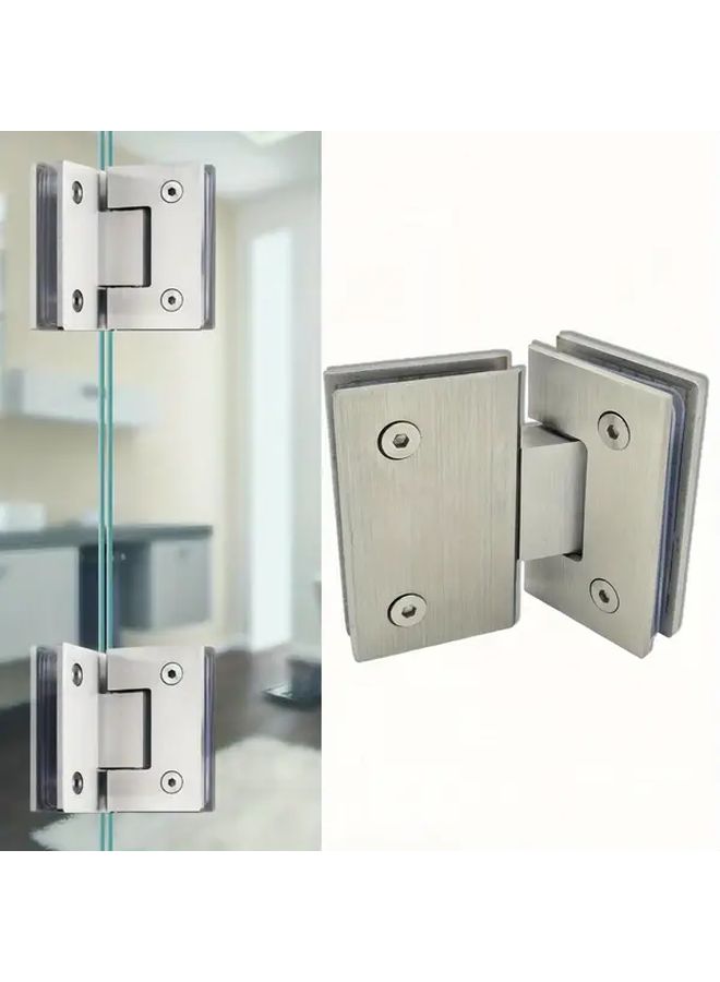 Silvery 180 Degree Glass Clamp Hinge Easy Install Matte Finish Door Mount - Image 5