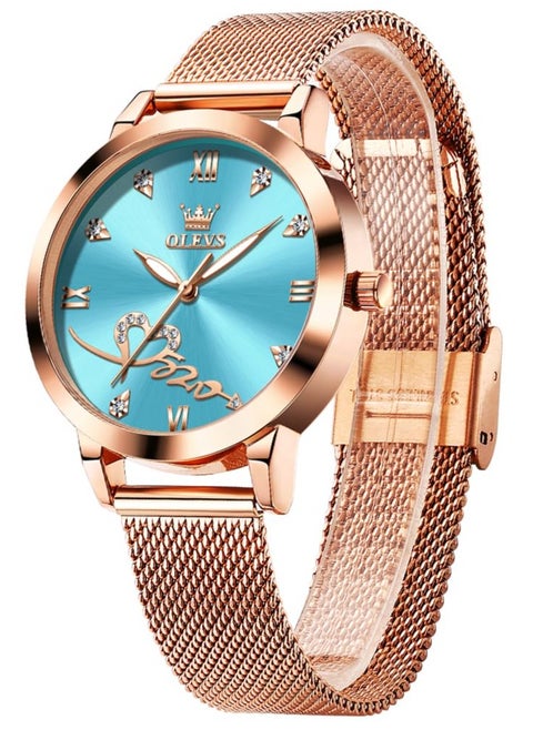 OLEVS Women's Rose Gold Quartz Waterproof Stainless Steel Casual Dress Watch 5530