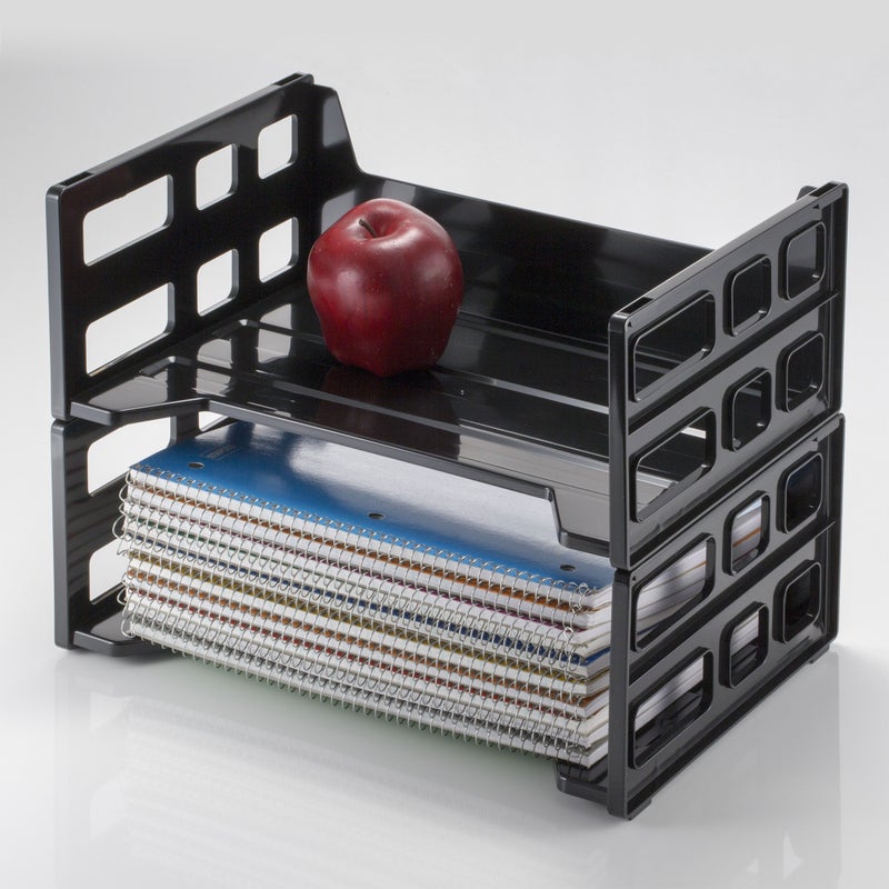 Officemate Recycled High Capacity Letter Tray, Set of 2 (26056),Black - Image 3