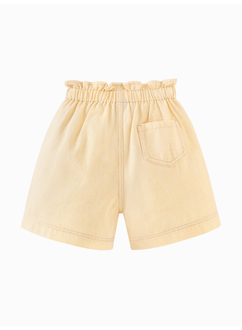 mini bala Girls Kids Casual Elastic Waist Ruffled Hem Pocketed Shorts Soft Breathable Lightweight Comfortable Summer New Style Sweet Daily Wear Children's Fashion Shorts - Image 5