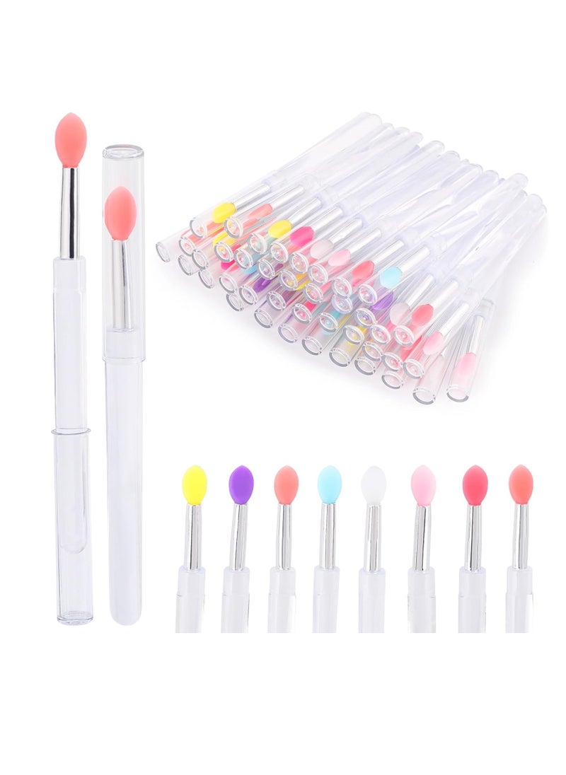 Ohlove 40Pcs Silicone Lip Brushes with Cap, Reusable Applicator Brushes for Eyeshadow, Lip Gloss Mask Cream  - Image 2