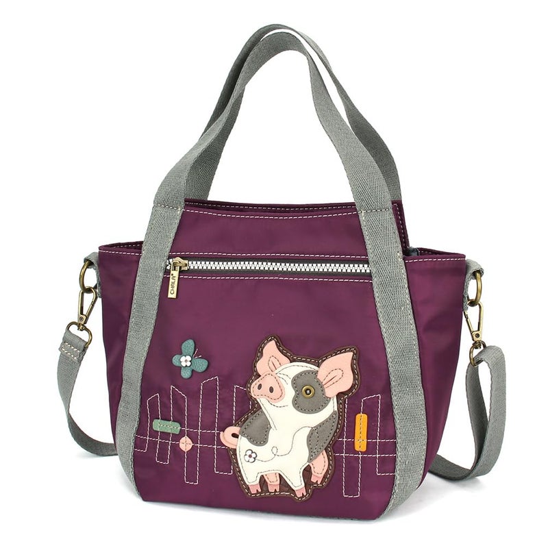 CHALA Venture Mini Carryall - RFID Protected Nylon Bag with Adjustable Crossbody Strap - Spotted Pink Pig - purple - Image 1