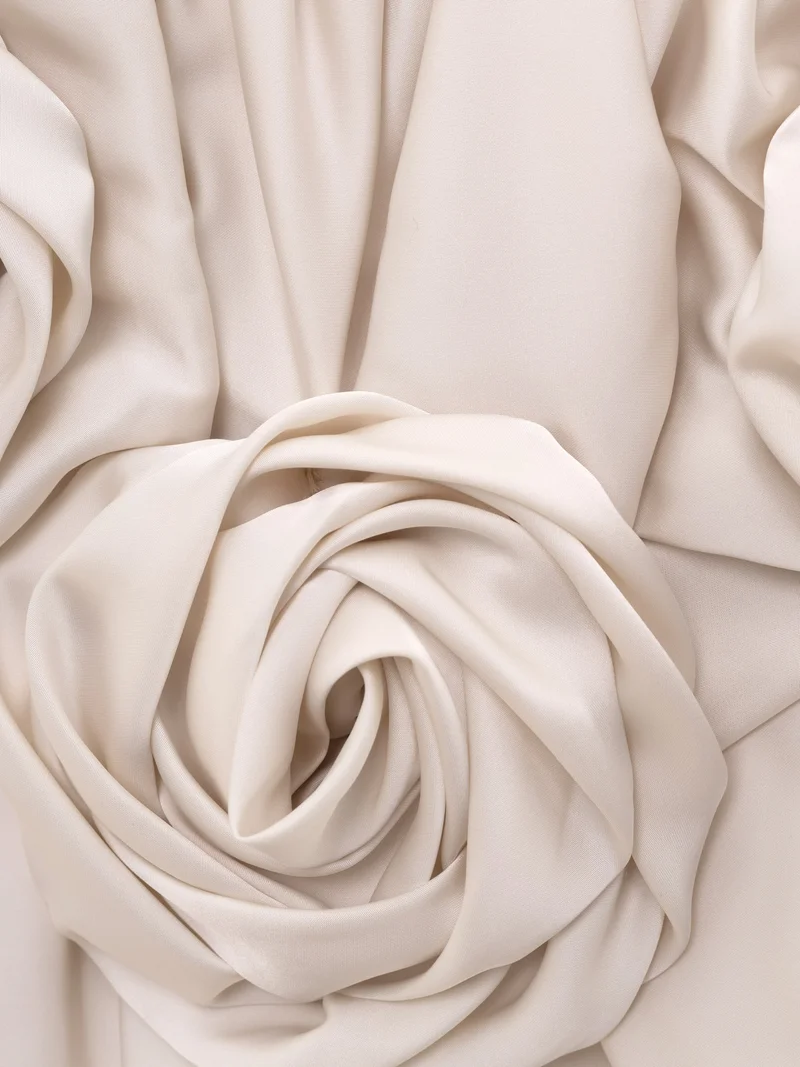 Lichi Satin strappy mini dress with voluminous flowers on the skirt