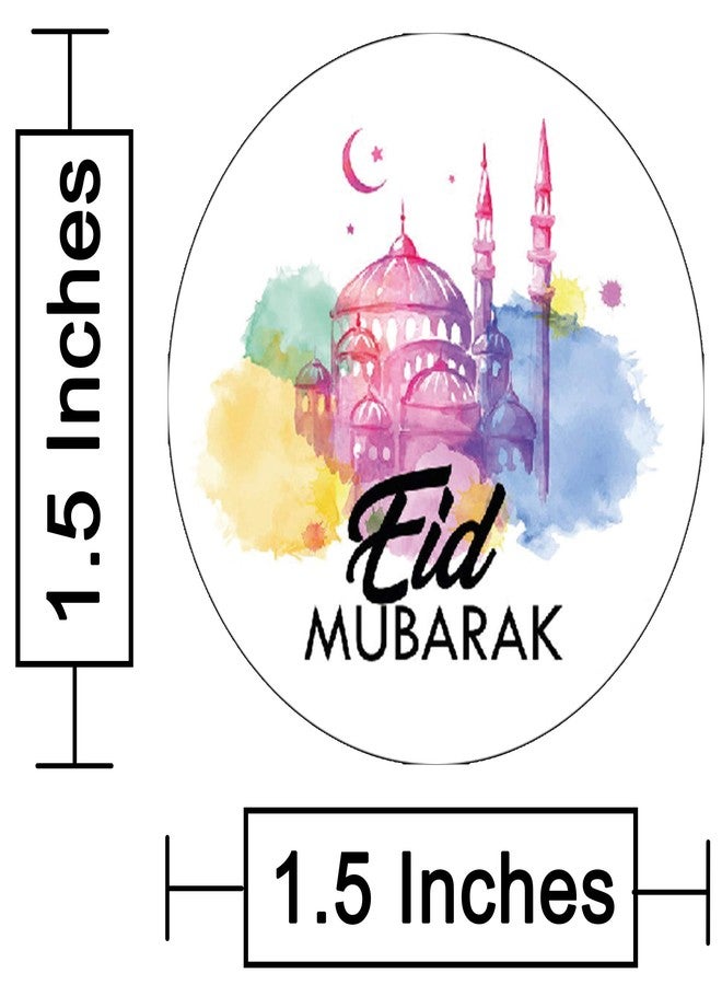 D2C Eid Mubarak Round Stickers for Envelop, Gifts and Packaging | Paper Stickers, 1.5 x 1.5 Inches (60) - Image 2