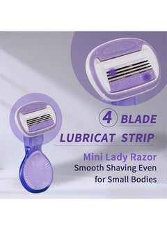 ACTION Razors for Women,Mini Portable,4-Layer Blades,Sharper Blades,Surrounded Lubrication Strip,Fast and safe hair removal,small and cute,with Portable transparent shell storage box,1Pack Purple Body Shaver  - Image 5