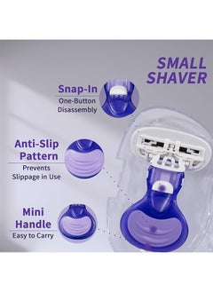 ACTION Razors for Women,Mini Portable,4-Layer Blades,Sharper Blades,Surrounded Lubrication Strip,Fast and safe hair removal,small and cute,with Portable transparent shell storage box,1Pack Purple Body Shaver  - Image 4