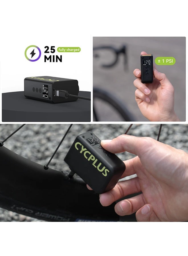 CYCPLUS AS2 Ultra Tiny Bicycle Pump with Gauge, Max 120 PSI Electric Mini Pump, Auto Stop, with Presta and Schrader Valve for E-Bike, MTB, and Road Bike - Image 5