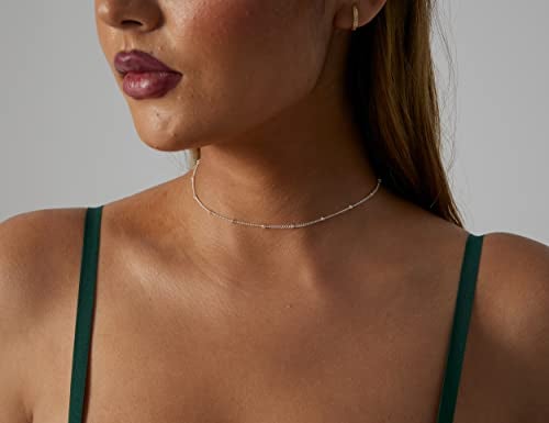 BERISO 14K Gold/Silver Plated Choker Necklace for Women Shining Dots Station Gold Chain Necklace Beads Sparkle Chain Necklace Link Chain Exquisite Jewelry for women - Image 3