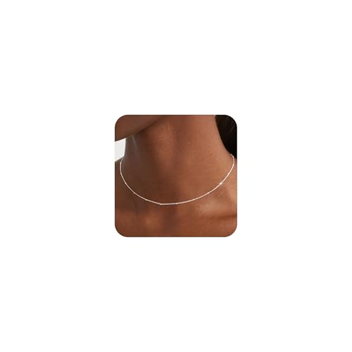 BERISO 14K Gold/Silver Plated Choker Necklace for Women Shining Dots Station Gold Chain Necklace Beads Sparkle Chain Necklace Link Chain Exquisite Jewelry for women - Image 1