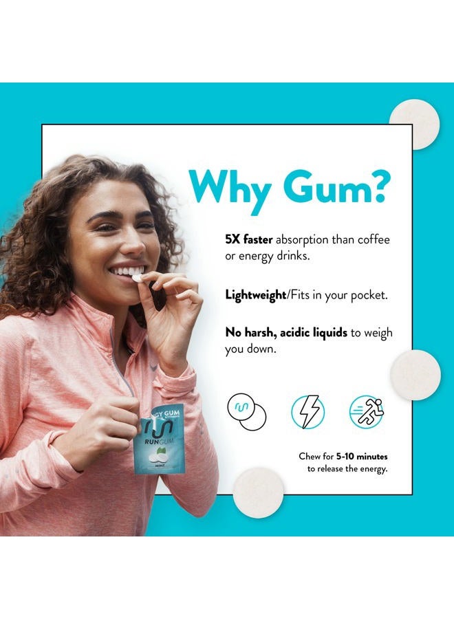 Run Gum علكة الطاقة بالنعناع من RUN GUM 50 ملغ كافيين، تورين وفيتامينات ب لكل قطعة، 24 قطعة (عبوة من 12)، 2 قطعة = 1 قهوة أو مشروب طاقة، خالية من السكر، صفر سعرات حرارية - Image 3