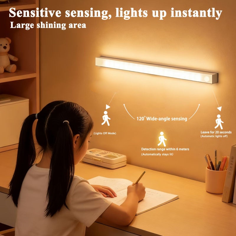 8pcs Rechargeable Led Motion Sensor Light Strip Cool White Auto On Off Dimmable Wall Mounted For Cabinet Wardrobe Bedroom - Image 3