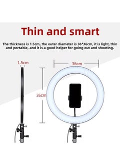 General 36cm Mobile Phone Live Fill Light Bracket Ring Light Beauty Light Led Fill Light Bracket Anchor Light Selfie Light-Color:36cm Metal Live Lamp With Clip  - Image 2
