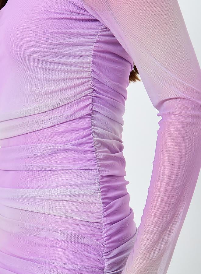 Take Two Purple Square Neck Bodycon Midi Dress - Image 3