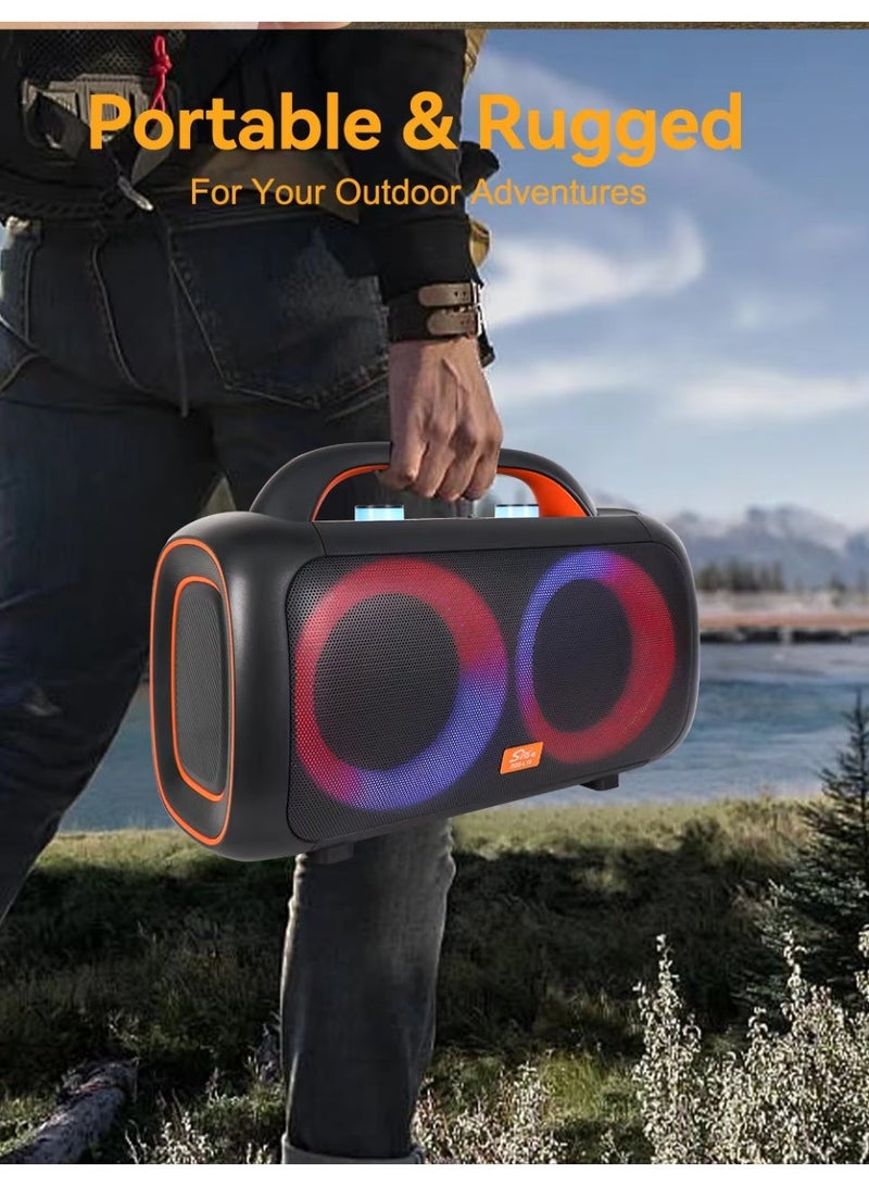 ZQS 6.5 Inch Portable Party Speaker with Bluetooth 5.0 RGB Lights FM USB TF Built In Battery 2 Wireless Microphones - Image 2