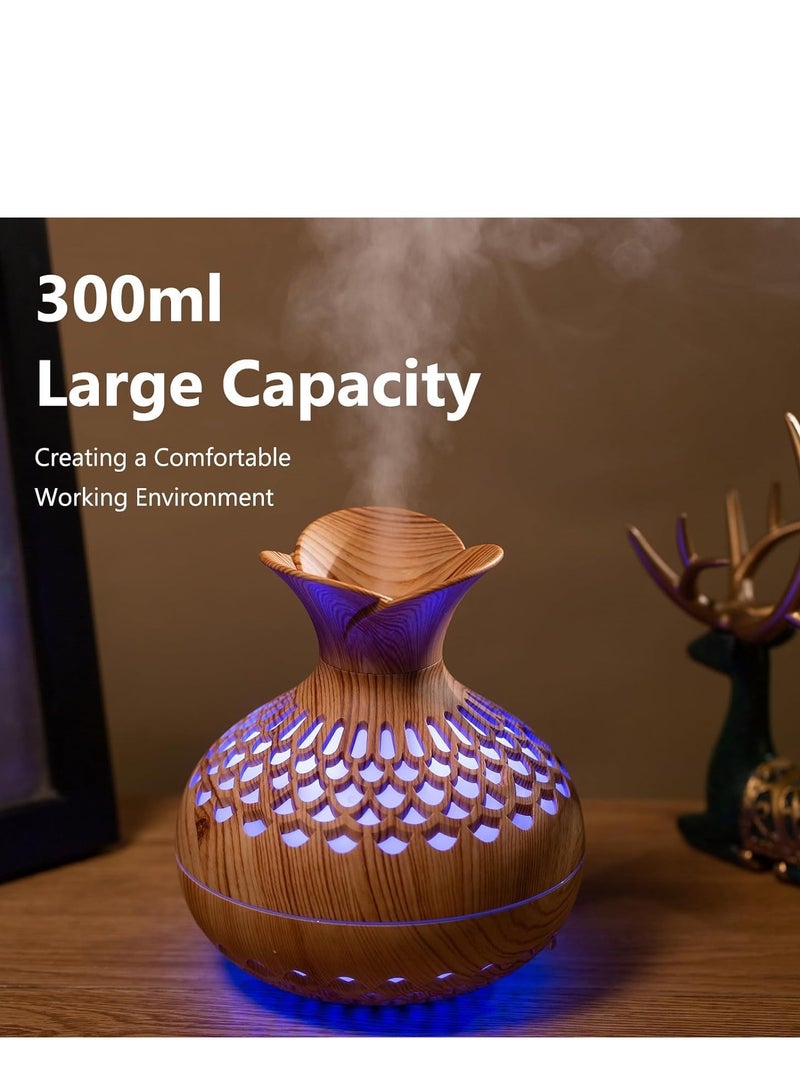 Wtrtr Wtrtr 300ml Essential Oil Diffuser，Mini Humidifier, Flower Shape Humidifier,USB Personal Desktop Humidifier for Car, 2 Mist Modes, 7 colors,(SX-E342-Y) (Yellow)  - Image 2