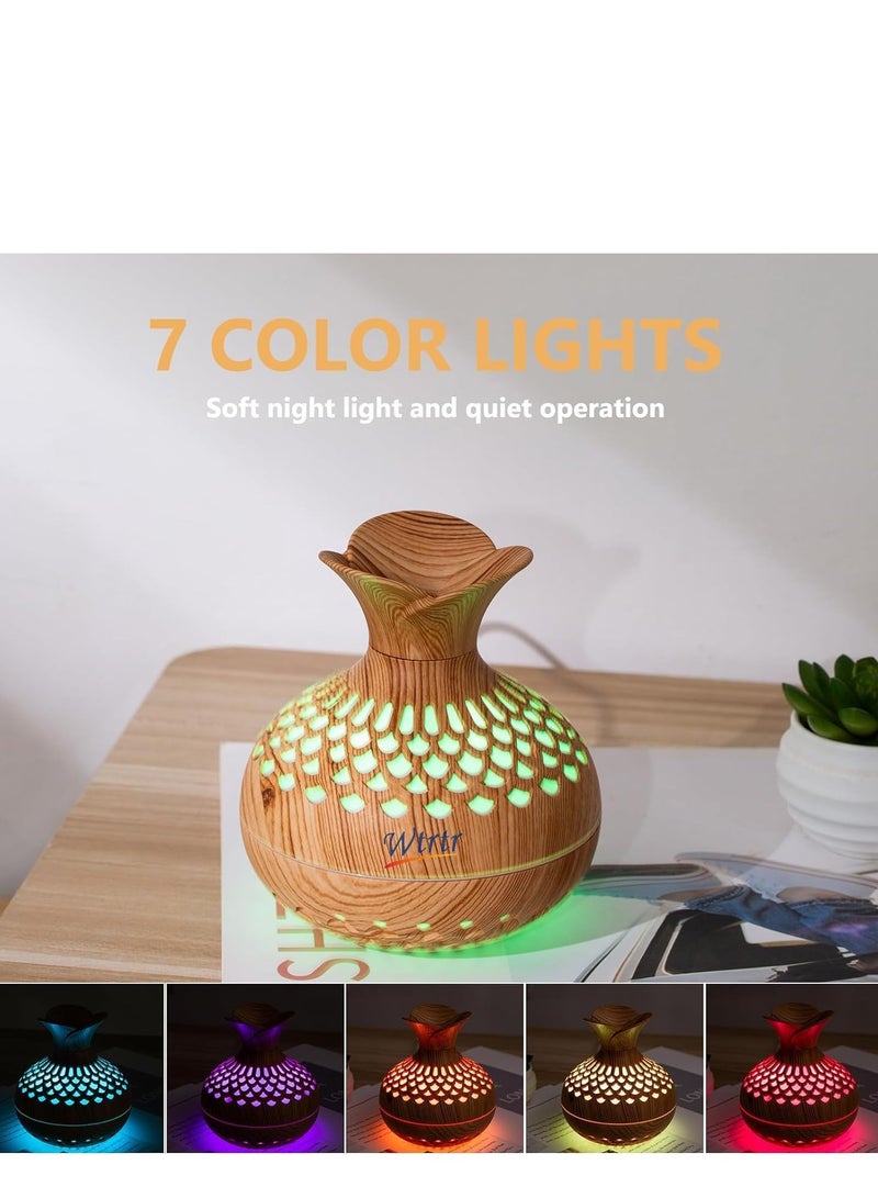 Wtrtr Wtrtr 300ml Essential Oil Diffuser，Mini Humidifier, Flower Shape Humidifier,USB Personal Desktop Humidifier for Car, 2 Mist Modes, 7 colors,(SX-E342-Y) (Yellow)  - Image 3