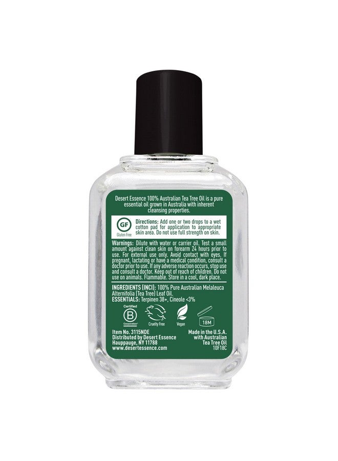 زيت شجرة الشاي الأسترالي 100% من Desert Essence، زيت عطري علاجي - منظف للبشرة، منقي، مهدئ - منعش للهواء - العناية بالبشرة، العناية بالشعر، تنظيف أخضر قوي - نباتي، غير معدل وراثيًا - 2 أونصة - Image 3