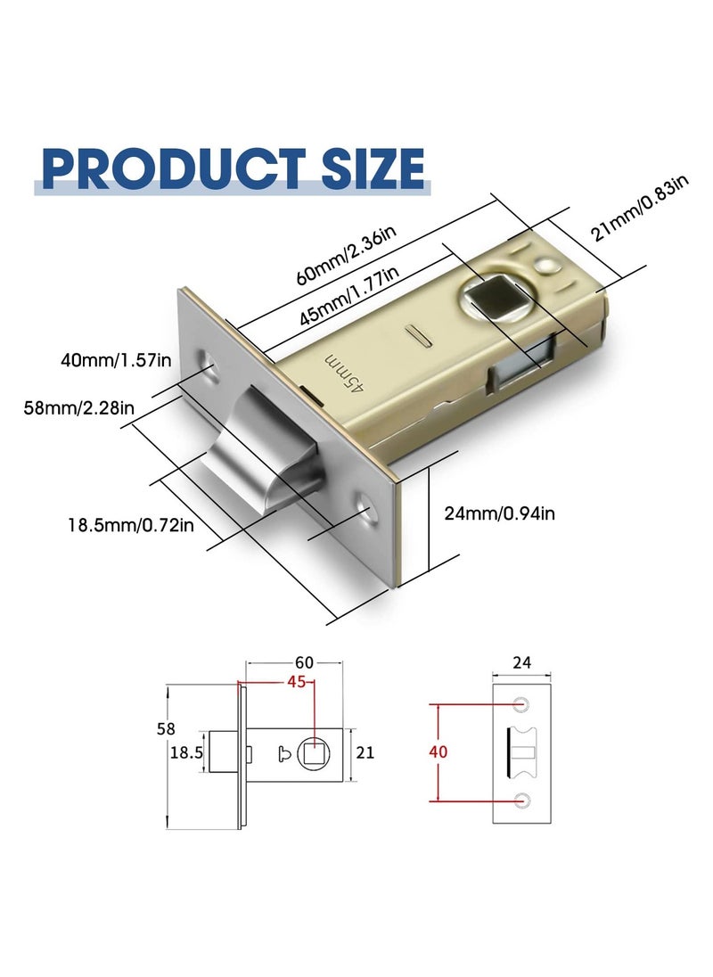 SYOSI SYOSI 45mm Tubular Latch, 2 Sets of Mortice Latch Polished Chrome Door Latch, Designed to be Used with Sprung Lever Door Handles  - Image 2